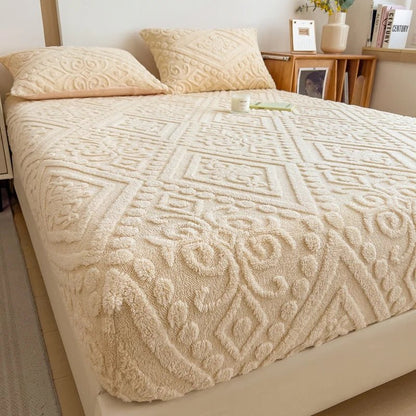 Luxurious Taffeta Fitted Sheet with 3D Floral Design - Soft, Non - Slip,Deep Pocket for Bedroom&Guest Room Comfort,Christmas Present - merch gone viral.