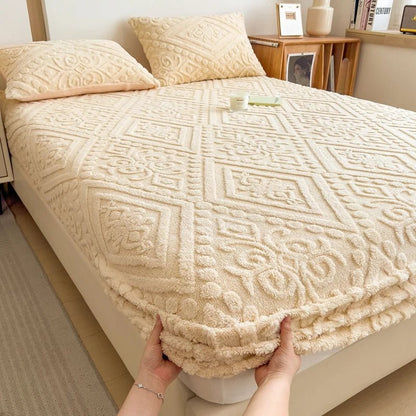 Luxurious Taffeta Fitted Sheet with 3D Floral Design - Soft, Non - Slip,Deep Pocket for Bedroom&Guest Room Comfort,Christmas Present - merch gone viral.