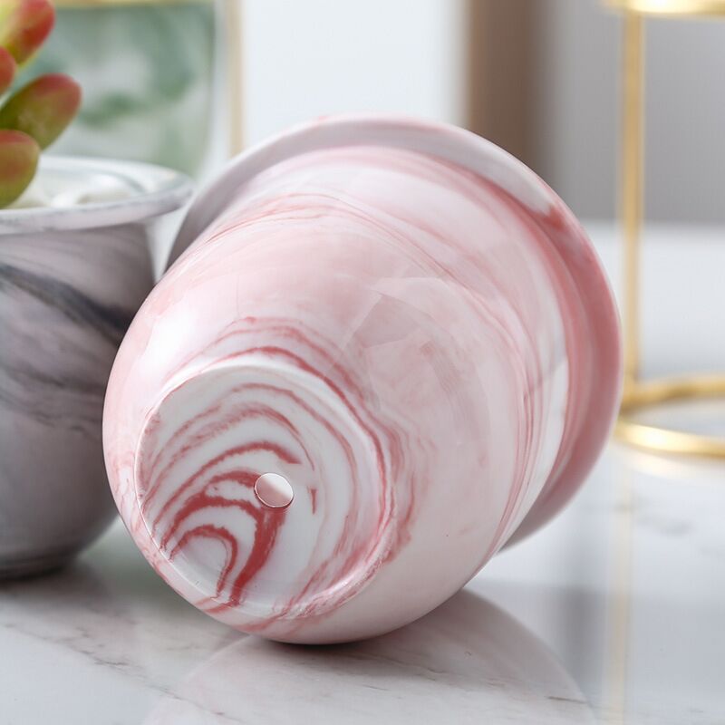 Marble Pattern Gilded Ceramic Flower Pot With Iron Frame - Merch Gone Viral