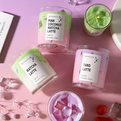 Matcha jelly soy candle organic vegan long burning home fragrance