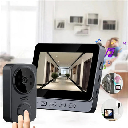Wireless video doorbell camera with display screen and two-way audio