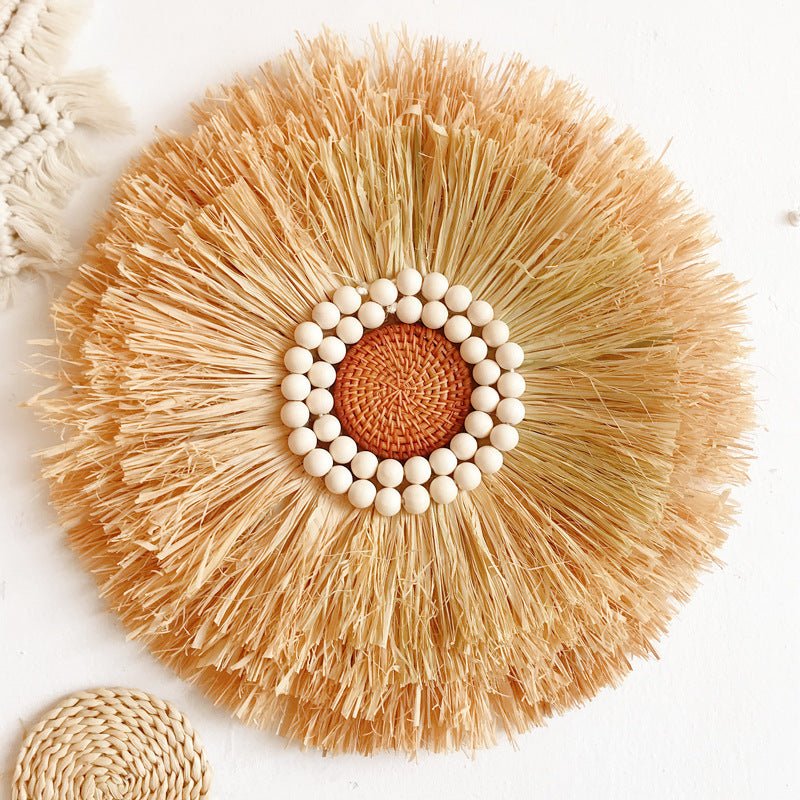 Moroccan Circular Woven Mirror With Solid Wood Frame Wall Decor - Merch Gone Viral
