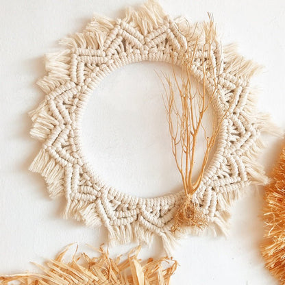 Moroccan Circular Woven Mirror With Solid Wood Frame Wall Decor - Merch Gone Viral