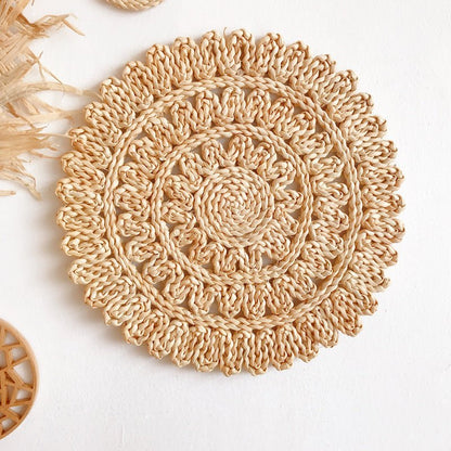 Moroccan Circular Woven Mirror With Solid Wood Frame Wall Decor - Merch Gone Viral