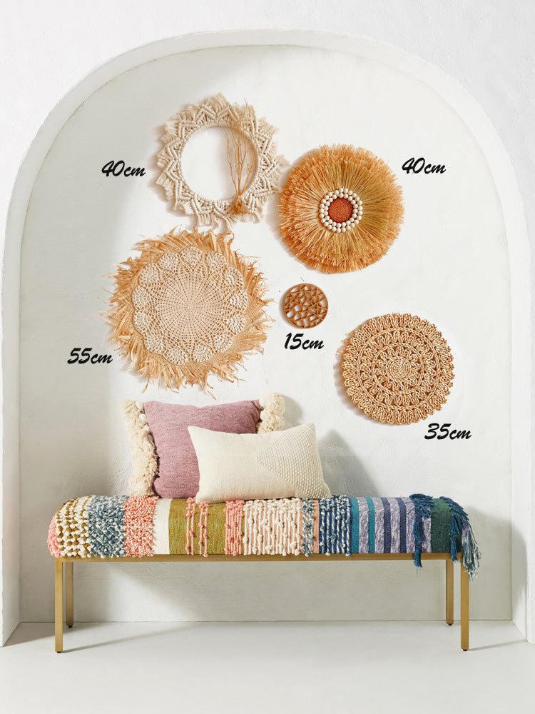 Moroccan Circular Woven Mirror With Solid Wood Frame Wall Decor - Merch Gone Viral