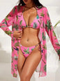 New Swimsuit Women's Printed Mesh Three - piece Blouse - merch gone viral.