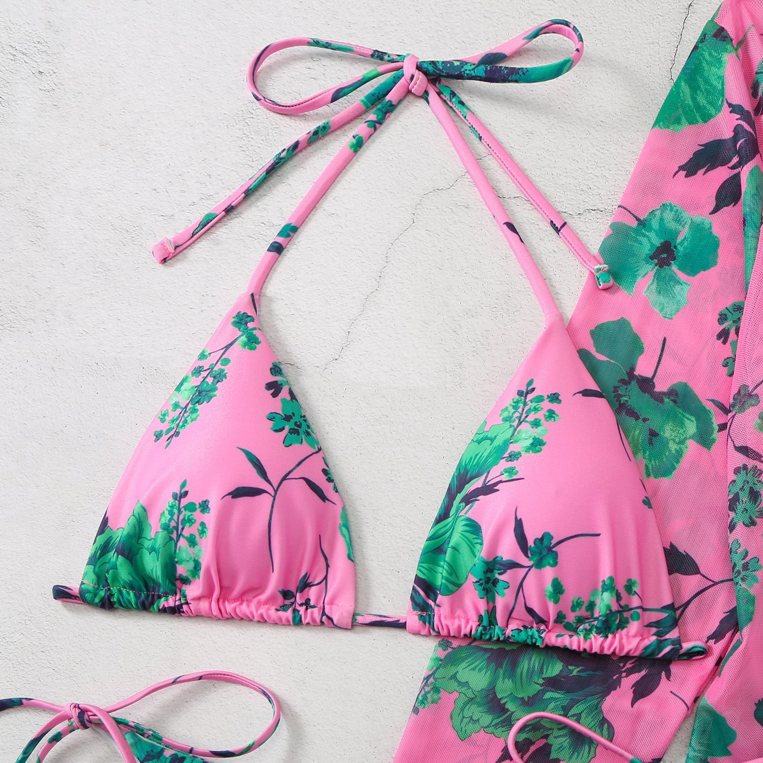 New Swimsuit Women's Printed Mesh Three - piece Blouse - merch gone viral.