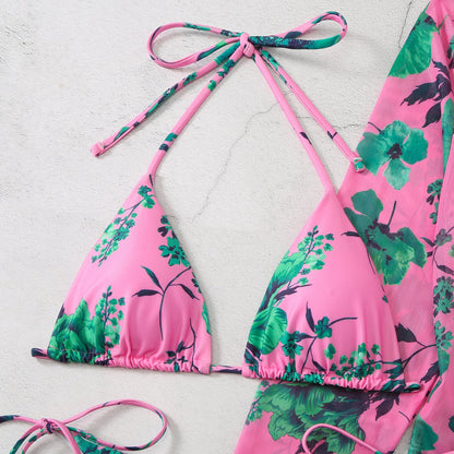 New Swimsuit Women's Printed Mesh Three - piece Blouse - merch gone viral.