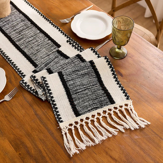 Nordic Multi - Color Hollow Tassel Table Runner – Boho Tablecloth & Home Décor Accent - merch gone viral.