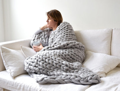 Nordic Thick Wool Hand - woven Blanket - merch gone viral.