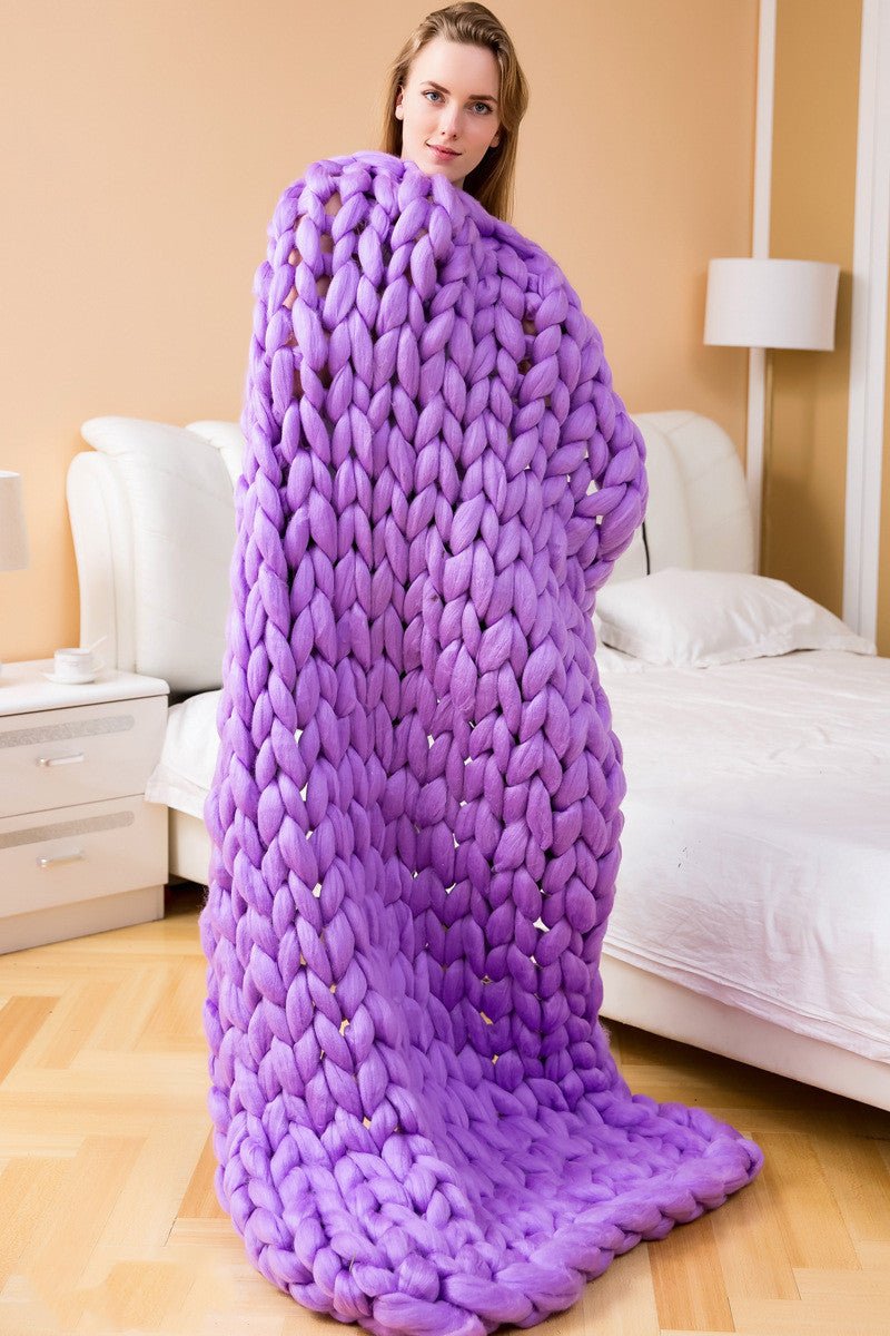 Nordic Thick Wool Hand - woven Blanket - merch gone viral.