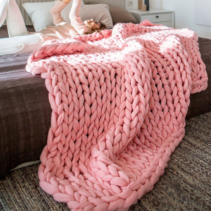 Nordic Thick Wool Hand - woven Blanket - merch gone viral.