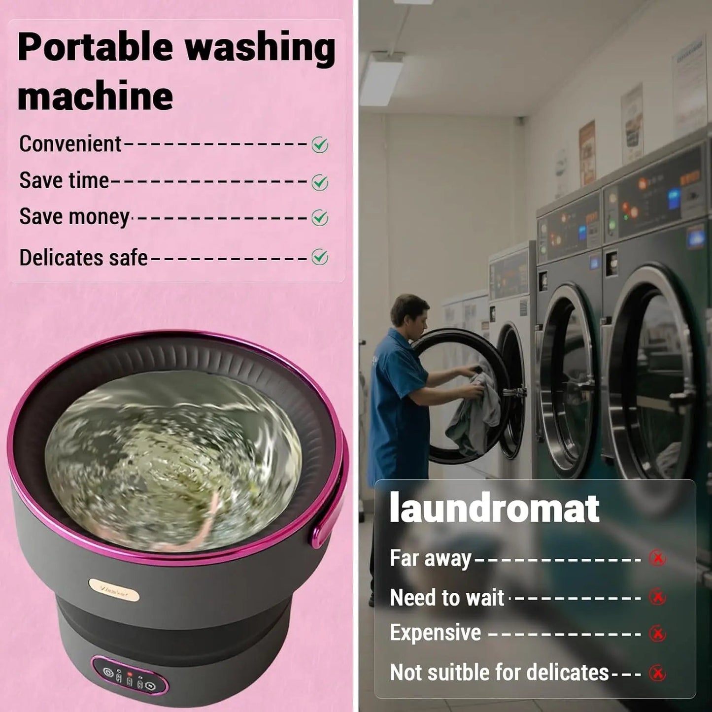Portable Washing Machine 13L Foldable Mini Washer with with 4 Modes and Spin Basket Deep Cleaning of Underwear Baby Clothes - merch gone viral.