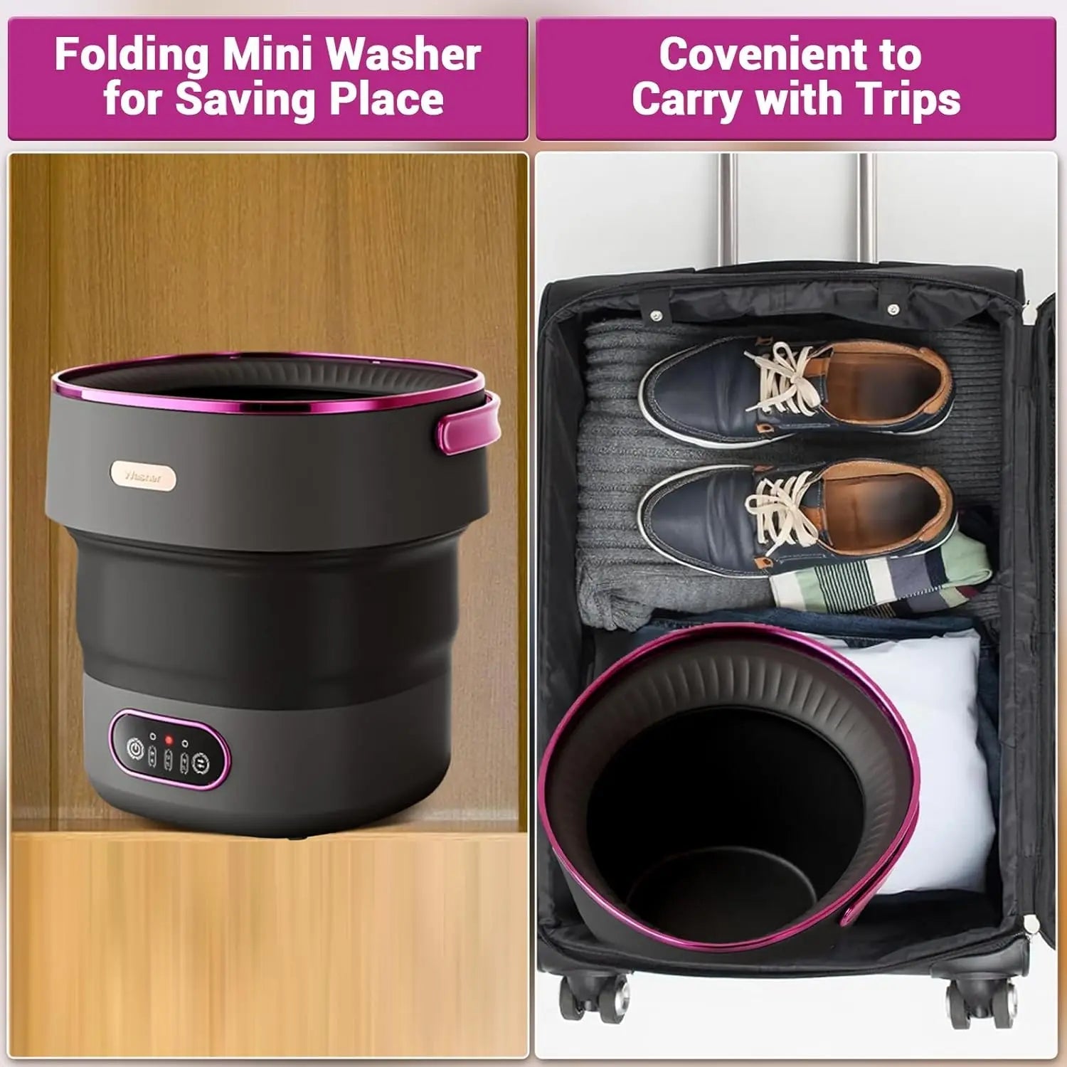 Portable Washing Machine 13L Foldable Mini Washer with with 4 Modes and Spin Basket Deep Cleaning of Underwear Baby Clothes - merch gone viral.