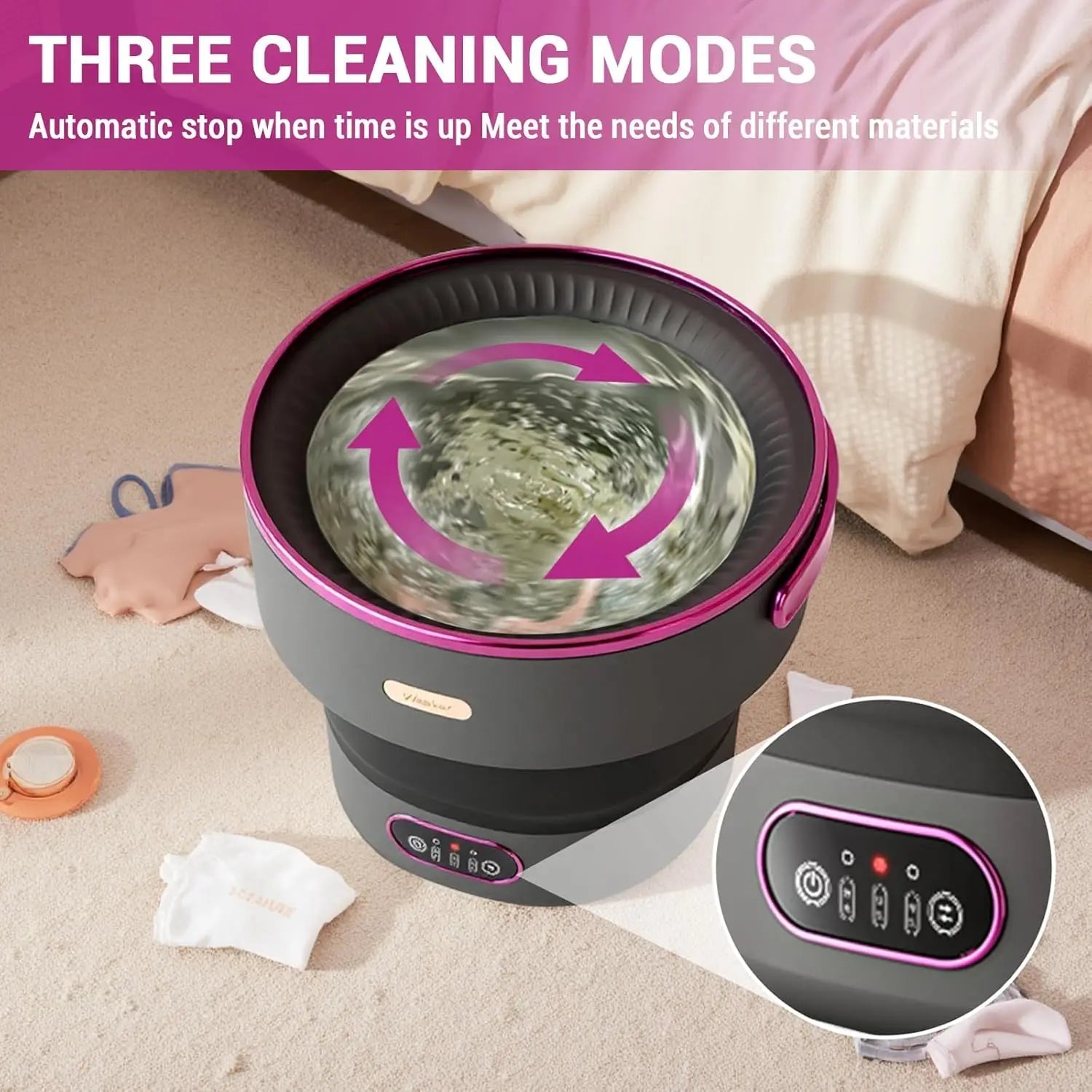 Portable Washing Machine 13L Foldable Mini Washer with with 4 Modes and Spin Basket Deep Cleaning of Underwear Baby Clothes - merch gone viral.