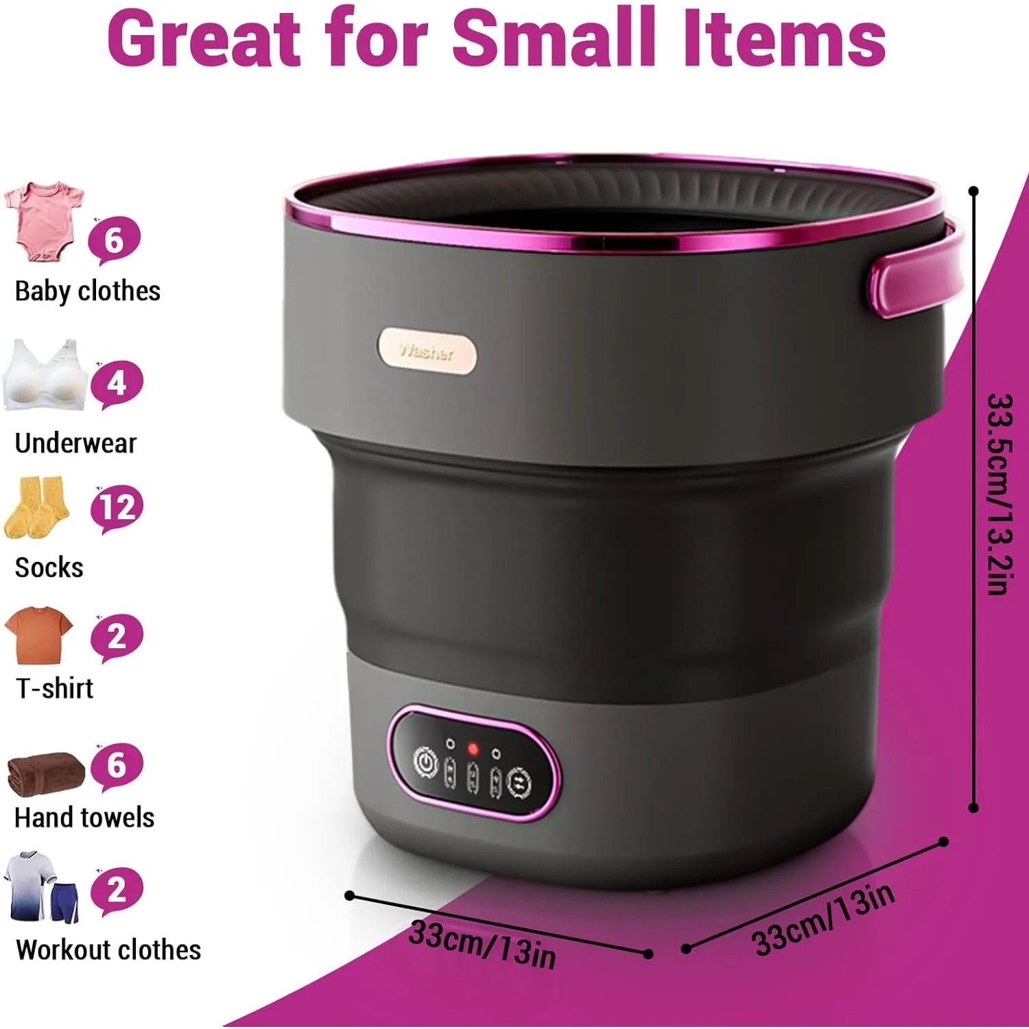 Portable Washing Machine 13L Foldable Mini Washer with with 4 Modes and Spin Basket Deep Cleaning of Underwear Baby Clothes - merch gone viral.