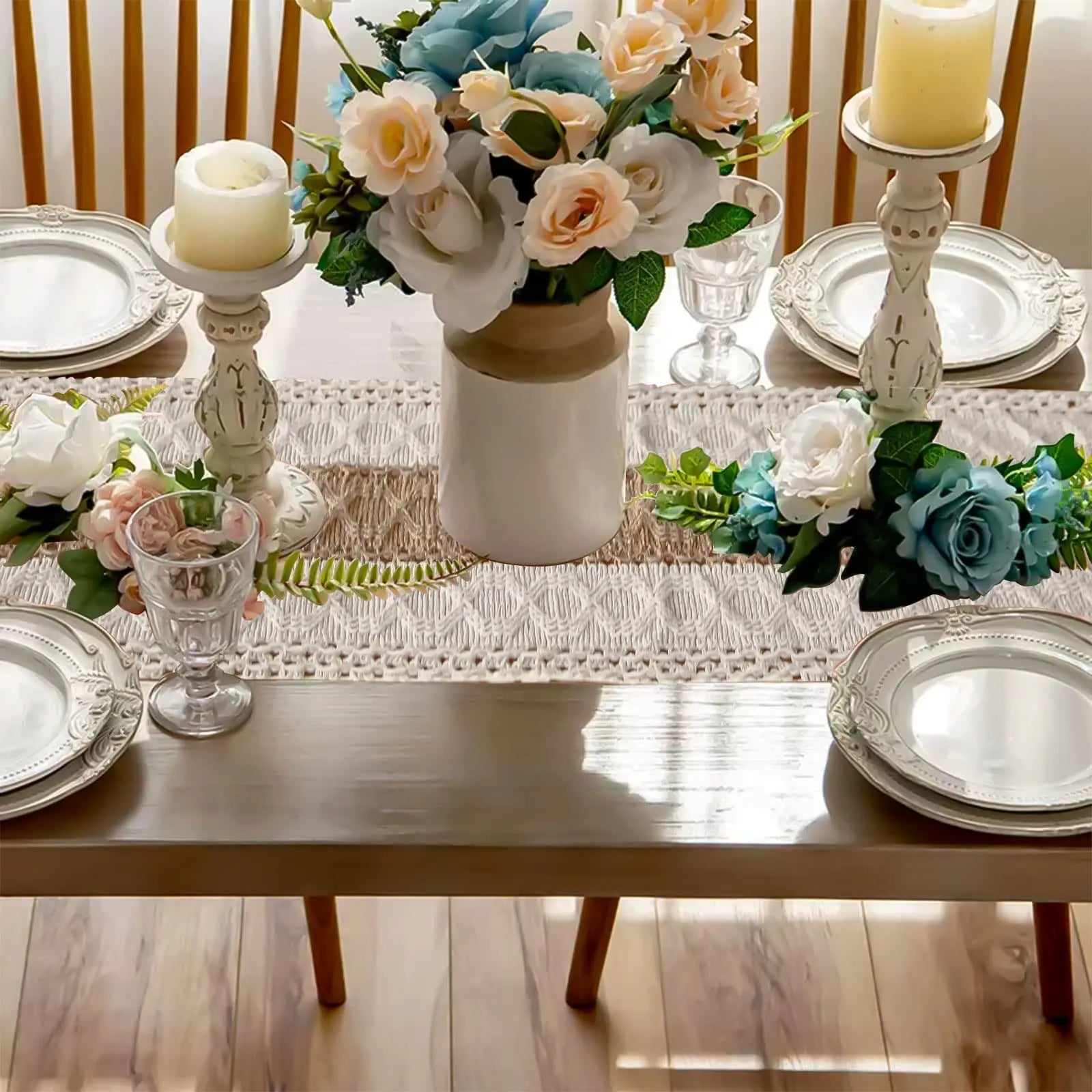 Premium Burlap Table Runner with Crochet Lace Trim - merch gone viral.