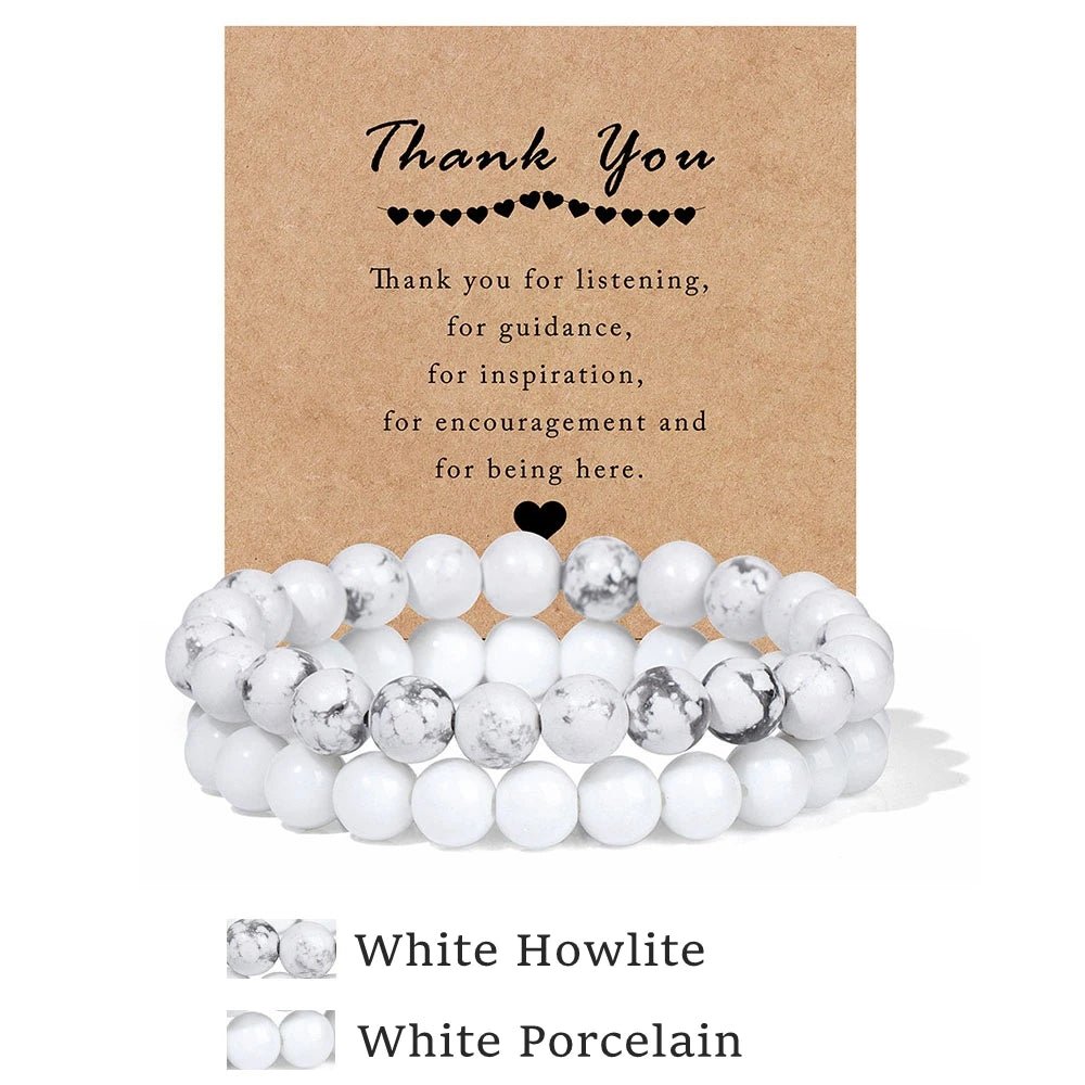 Premium Natural Amethyst & Cat Eye Bead Bracelet Set - Couples Stretch Bracelets with Gift Cards - merch gone viral.