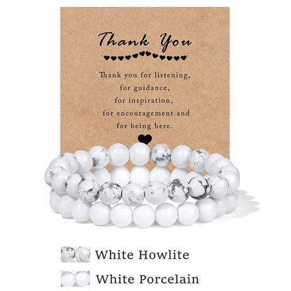 Premium Natural Amethyst & Cat Eye Bead Bracelet Set - Couples Stretch Bracelets with Gift Cards - merch gone viral.