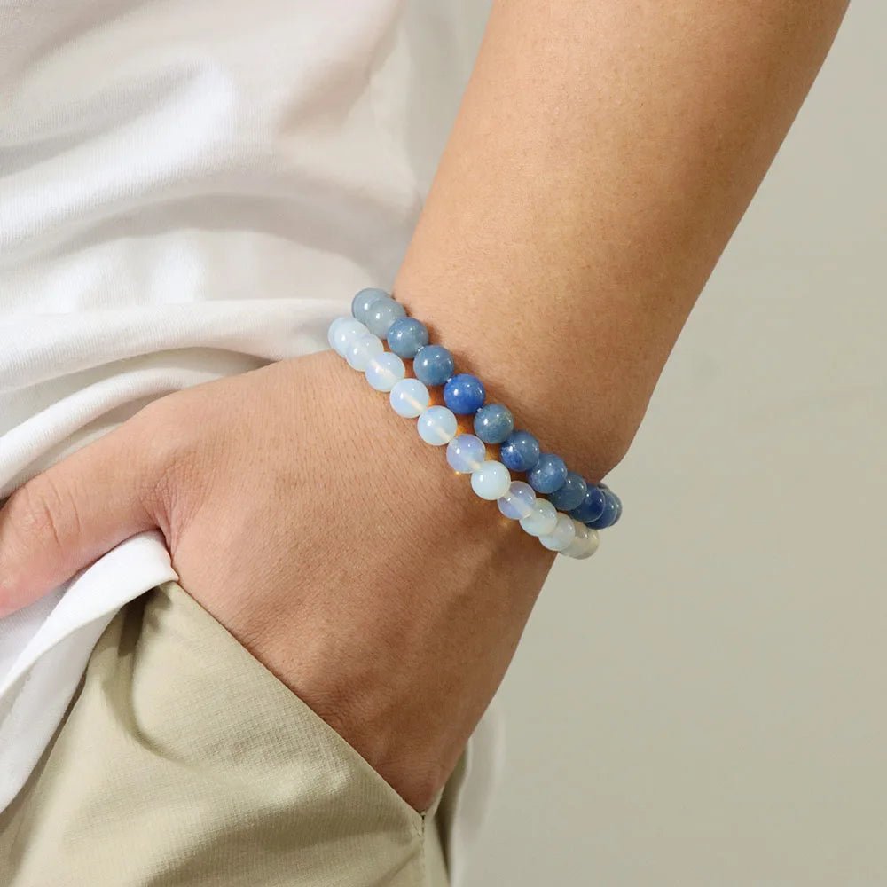 Premium Natural Amethyst & Cat Eye Bead Bracelet Set - Couples Stretch Bracelets with Gift Cards - merch gone viral.