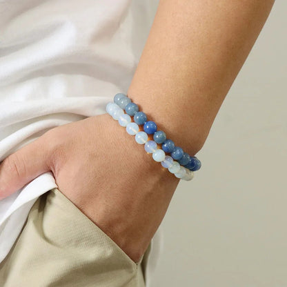 Premium Natural Amethyst & Cat Eye Bead Bracelet Set - Couples Stretch Bracelets with Gift Cards - merch gone viral.
