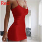 Pure Color Simple Hanging Neck Tight - fitting Hip Skirt - merch gone viral.