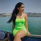 Pure Color Simple Hanging Neck Tight - fitting Hip Skirt - merch gone viral.