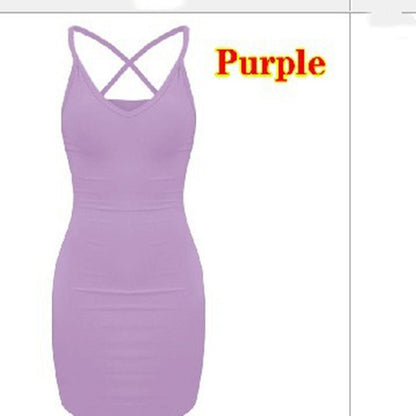 Pure Color Simple Hanging Neck Tight - fitting Hip Skirt - merch gone viral.