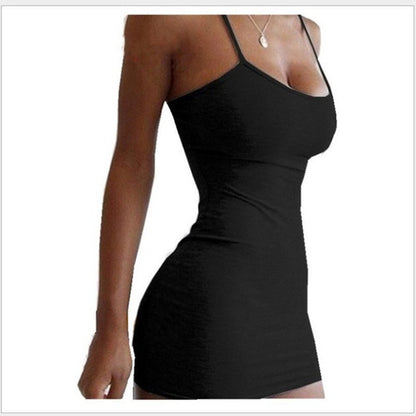 Pure Color Simple Hanging Neck Tight - fitting Hip Skirt - merch gone viral.