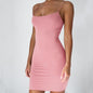 Pure Color Simple Hanging Neck Tight - fitting Hip Skirt - merch gone viral.