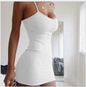 Pure Color Simple Hanging Neck Tight - fitting Hip Skirt - merch gone viral.