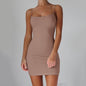Pure Color Simple Hanging Neck Tight - fitting Hip Skirt - merch gone viral.