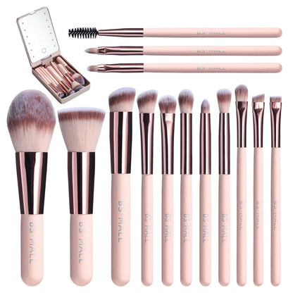 Rechargeable Luminous Mirror With Bright Even Illumination And 14 Piece Synthetic Fiber Makeup Brush Set - Merch Gone Viral