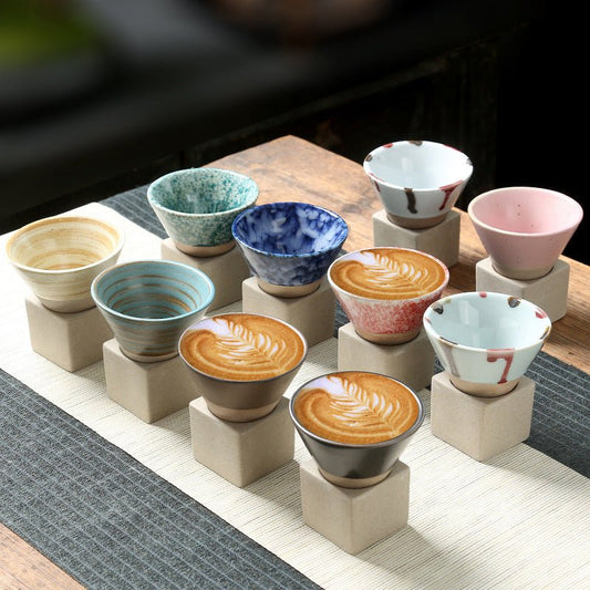 Retro Tea Cup Handcrafted Japanese Coarse Pottery Teacup For Tea Lovers Earthy Compact Texture - merch gone viral.