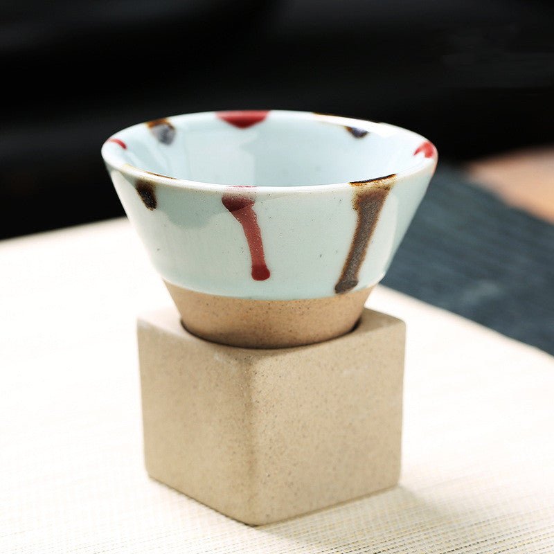 Retro Tea Cup Handcrafted Japanese Coarse Pottery Teacup For Tea Lovers Earthy Compact Texture - merch gone viral.