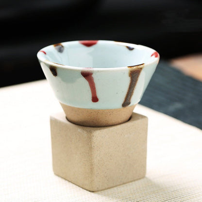 Retro Tea Cup Handcrafted Japanese Coarse Pottery Teacup For Tea Lovers Earthy Compact Texture - merch gone viral.