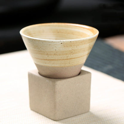 Retro Tea Cup Handcrafted Japanese Coarse Pottery Teacup For Tea Lovers Earthy Compact Texture - merch gone viral.