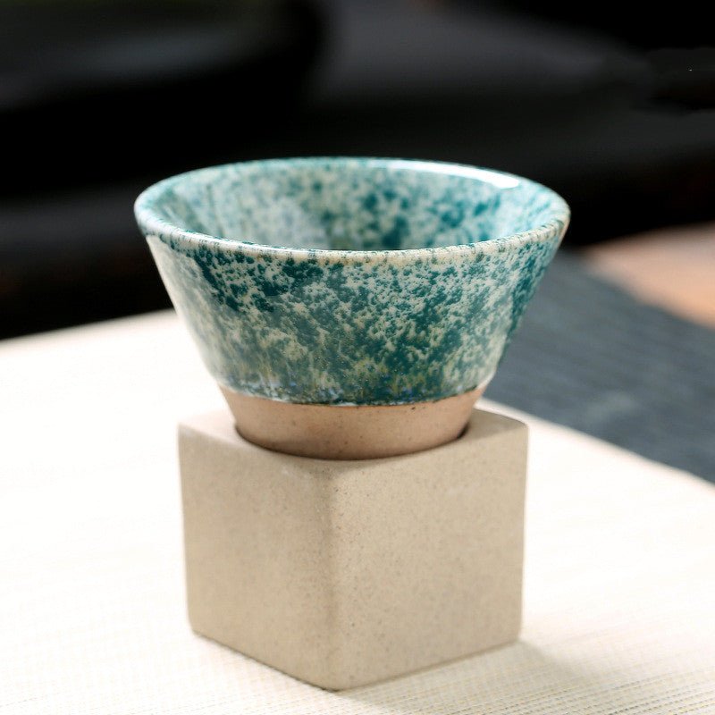 Retro Tea Cup Handcrafted Japanese Coarse Pottery Teacup For Tea Lovers Earthy Compact Texture - merch gone viral.