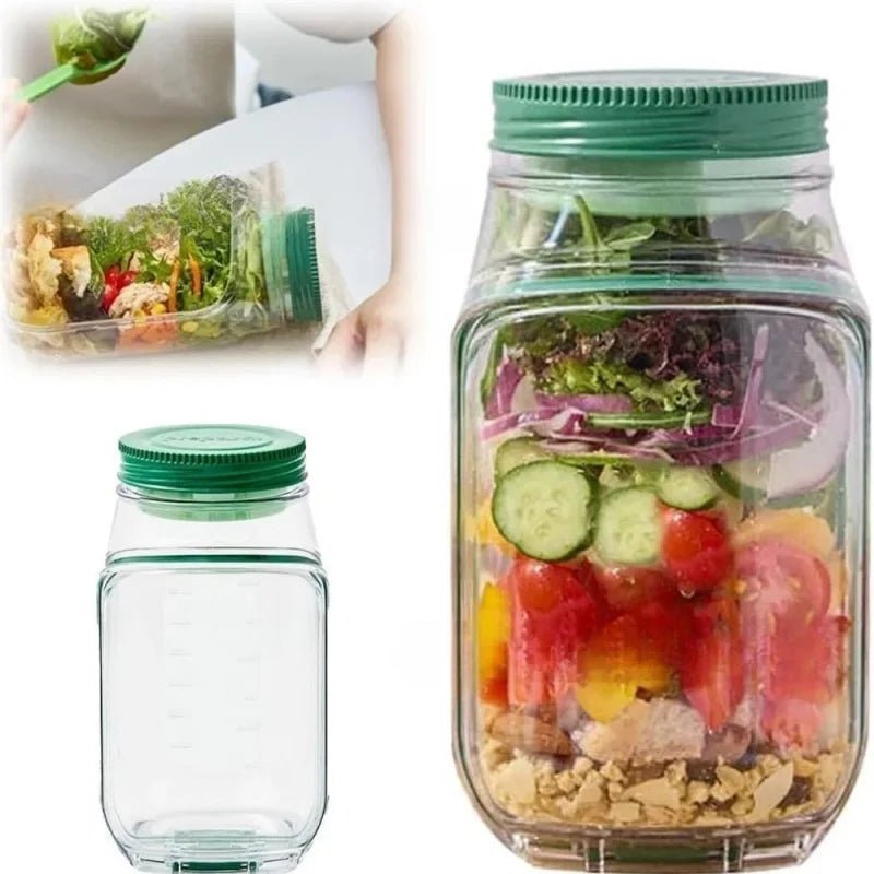 Salad Pod, Salad Jar for Lunch, Vertical Layering Salad Pod Built, Portable Leakproof Container with Side Opening, Keep It Fresh - merch gone viral.