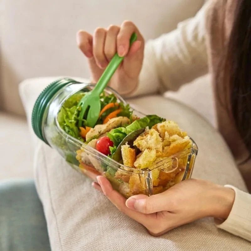 Salad Pod, Salad Jar for Lunch, Vertical Layering Salad Pod Built, Portable Leakproof Container with Side Opening, Keep It Fresh - merch gone viral.