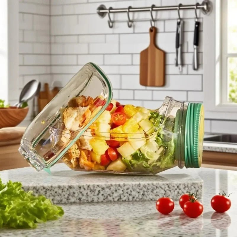 Salad Pod, Salad Jar for Lunch, Vertical Layering Salad Pod Built, Portable Leakproof Container with Side Opening, Keep It Fresh - merch gone viral.