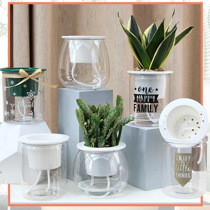 Self Watering Mini Round Plastic Succulent Pot for Office Desk - Merch Gone Viral