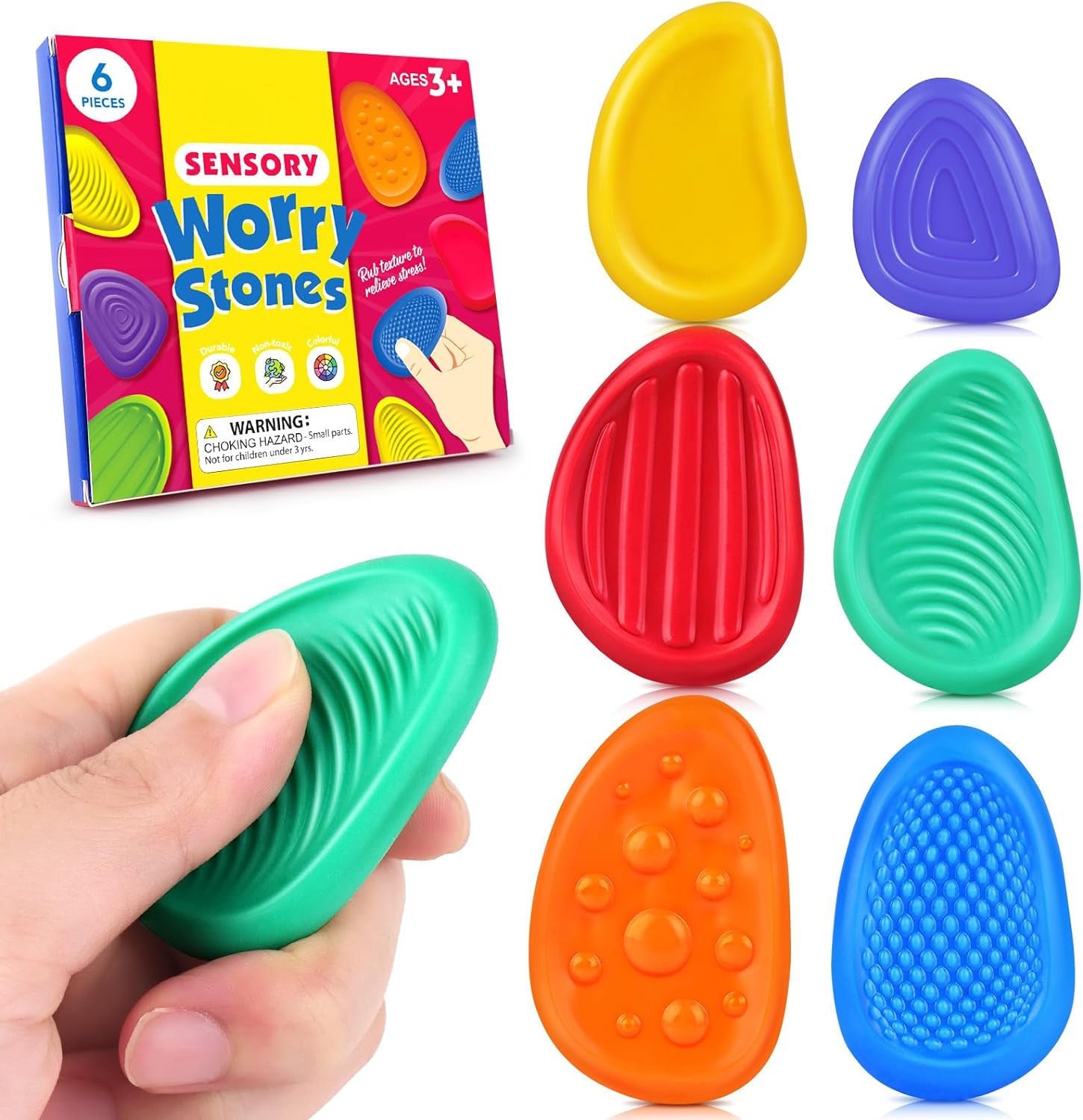 Sensory Stone 6 Pack Soft Silicone Stone Toy - Merch Gone Viral
