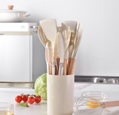 Silicone Kitchen Utensils With Wooden Handle Heat Resistant - Merch Gone Viral