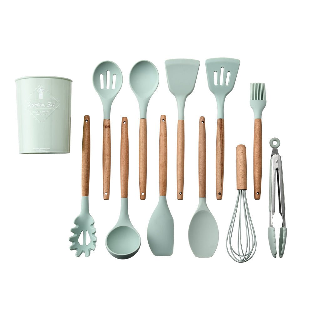 Silicone Kitchen Utensils With Wooden Handle Heat Resistant - Merch Gone Viral