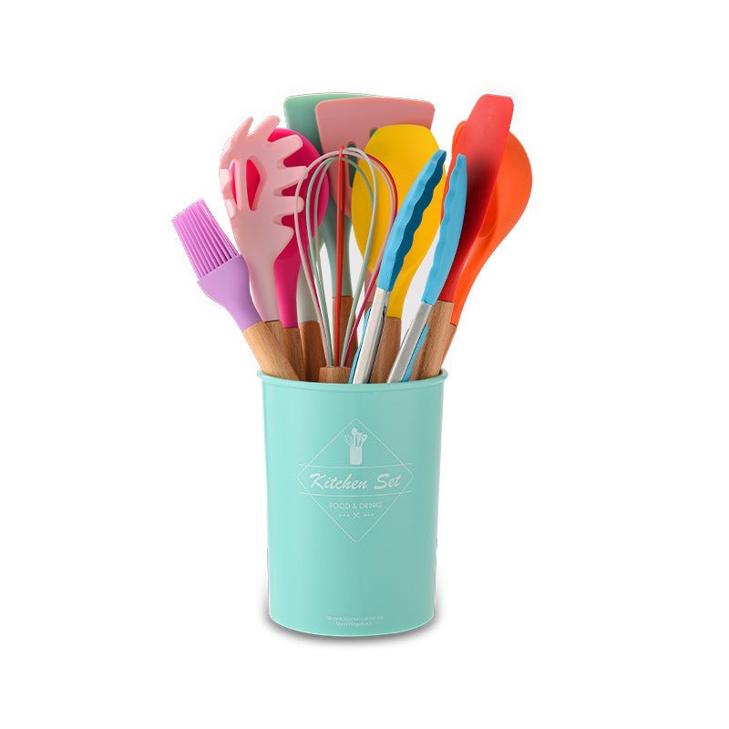 Silicone Kitchen Utensils With Wooden Handle Heat Resistant - Merch Gone Viral