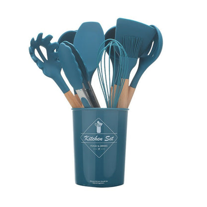 Silicone Kitchen Utensils With Wooden Handle Heat Resistant - Merch Gone Viral