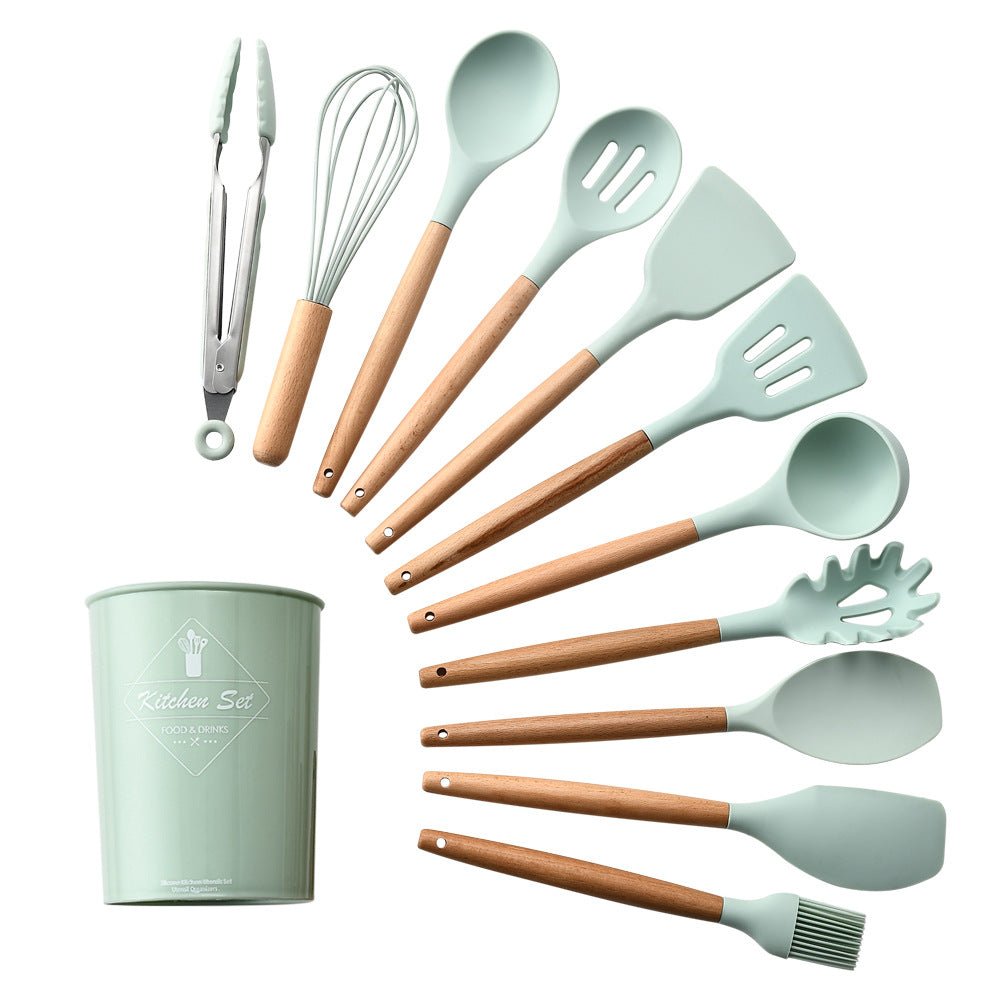 Silicone Kitchen Utensils With Wooden Handle Heat Resistant - Merch Gone Viral