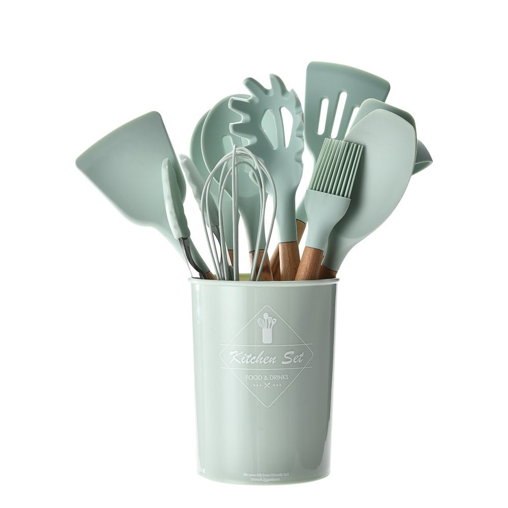 Silicone Kitchen Utensils With Wooden Handle Heat Resistant - Merch Gone Viral