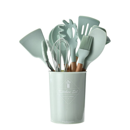Silicone Kitchen Utensils With Wooden Handle Heat Resistant - Merch Gone Viral
